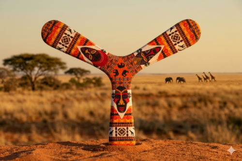 boomerang en bois pour débutant motifs africains