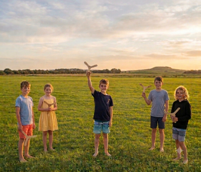 Atelier boomerang enfants en plein air – initiation au lancer de boomerang