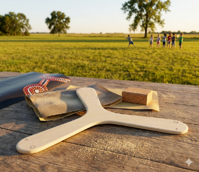 Kit DIY boomerang bipale en peuplier brut avec papier de verre