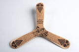Boomerang in wood and cork