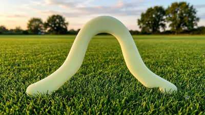 Boomerang Phospho Marguerite blanc posé sur herbe verte au coucher du soleil