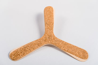 Boomerang in wood and cork