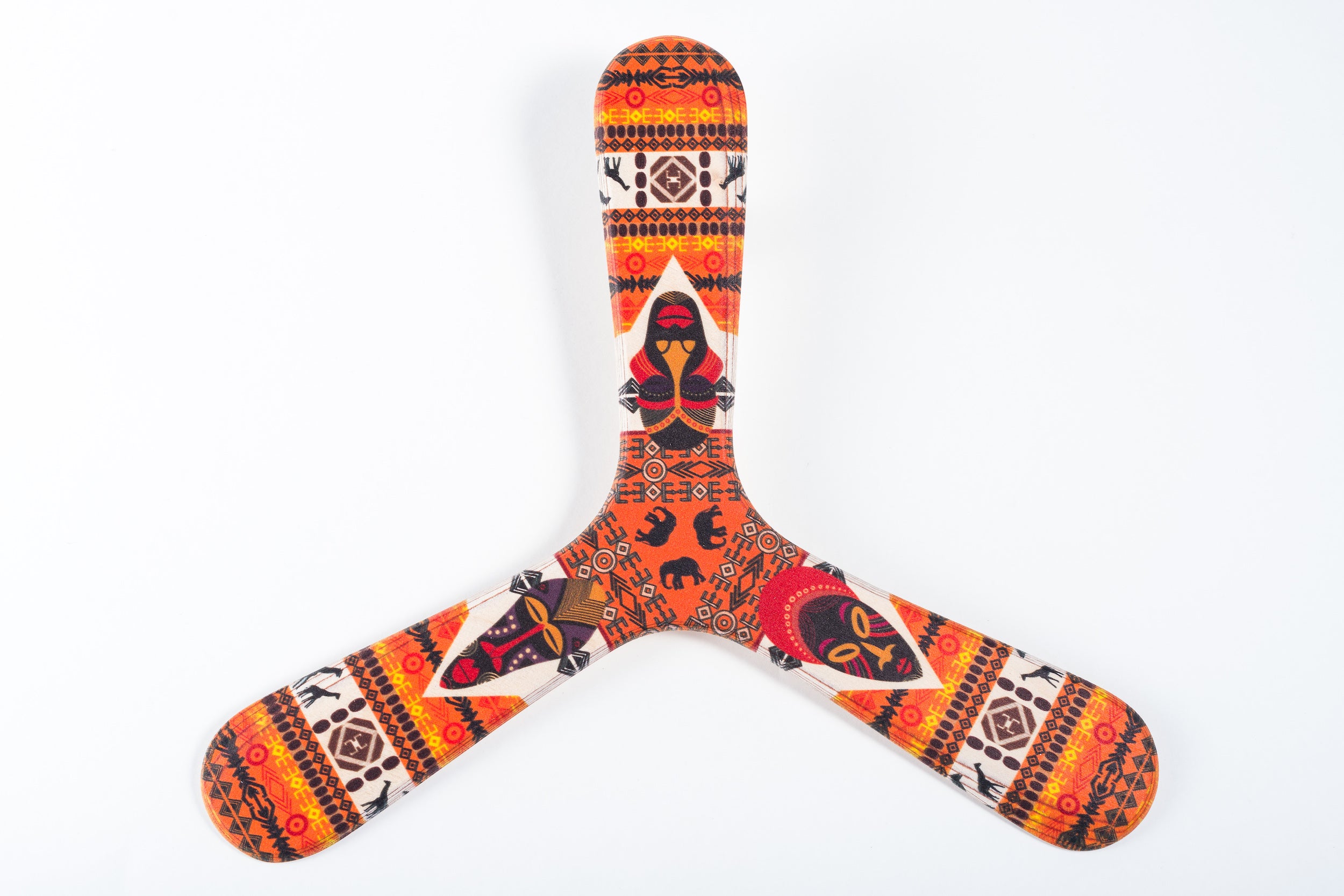 Boomerang en bois, motifs Africains