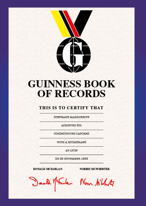 Diplôme Guinness World Records – certification officielle du record du monde de rattrapage consécutif, encadré et authentifié