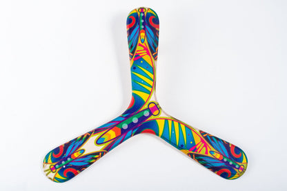 Boomerang papillon en bois artisanal – modèle léger et coloré, idéal pour débutants et jeux en plein air