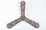 Boomerang Samoa imprimé en bois – motifs polynésiens traditionnels, pièce de collection décorative et cadeau original